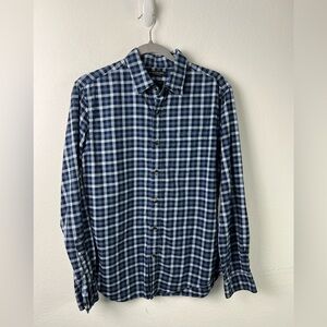 Banana Republic Blue Plaid Lux Grant Fit Cotton Flannel